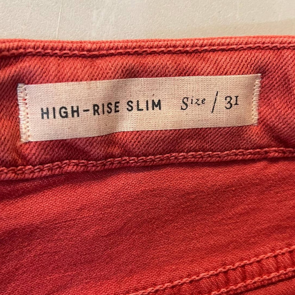 Pilcro for Anthropologie Washed Red High-Rise Slim Jeans Size 31 - Picture 9 of 12